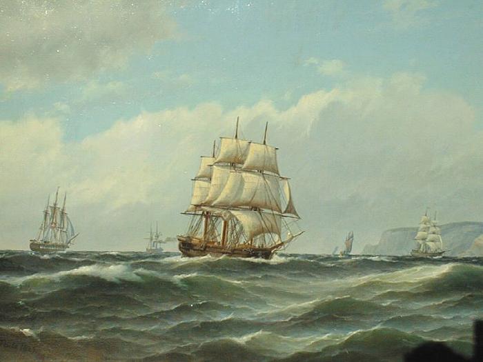 Carl Bille Shipping off the Norwegian Coast Sweden oil painting art